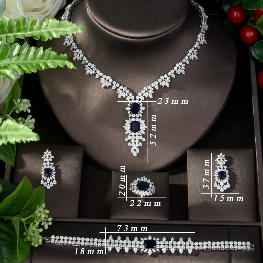 

Fashion Classic Square Design Dubai White Jewelry Set for Women AAA Cubic Zirconia eErrings and Necklace Set Bijoux Femme N-1095