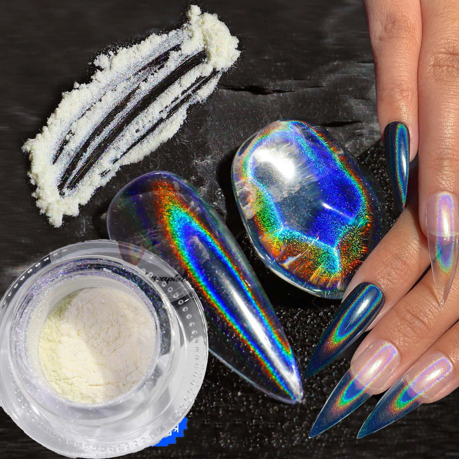 

1Box Universal Laser Mirror Effect Glitter Nail Powder Holographic Chrome Shinning Pigment Dust Powder Manicure Nail Decoration