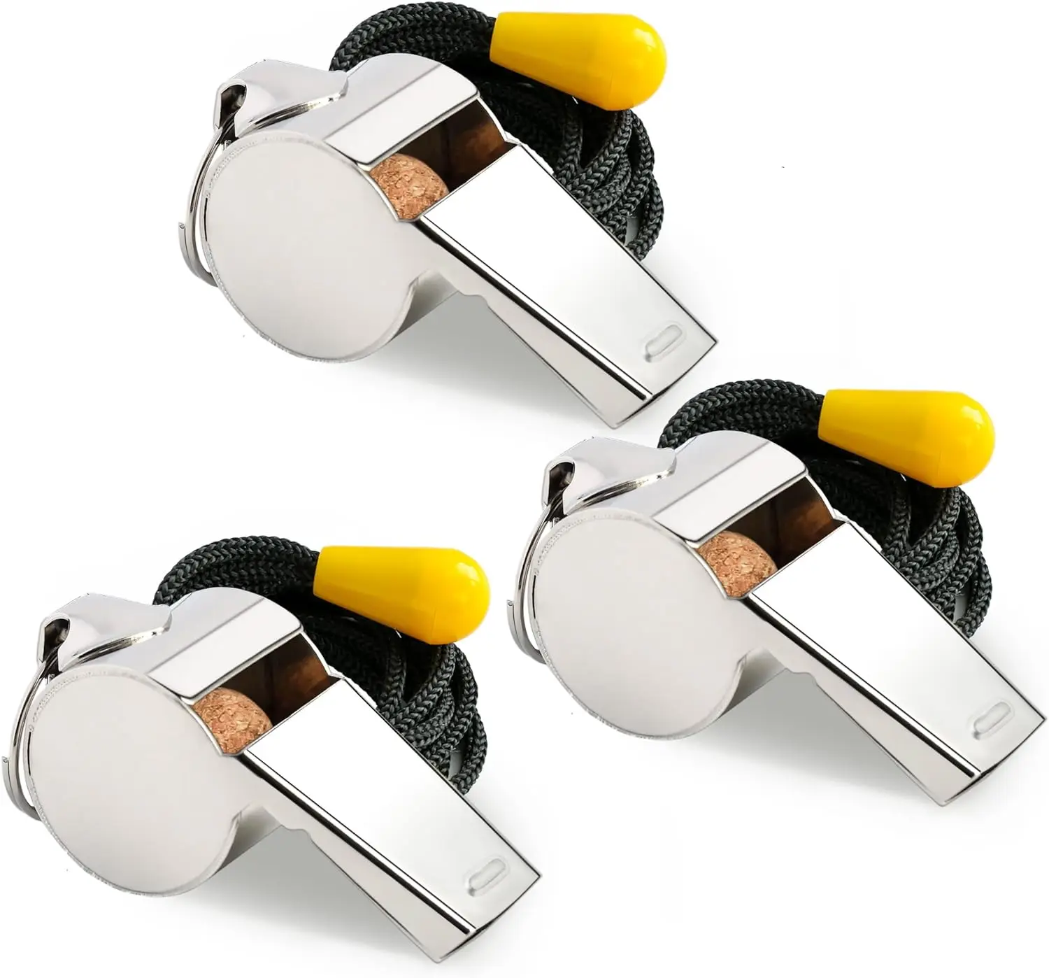 

Whistle 3 Pack Metal Coach Referee Sports Whistles with Lanyard Coach Whistles for Adults Loud Crisp Sound Whistle