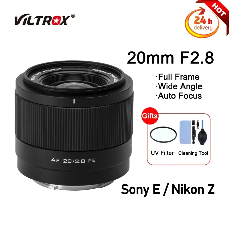 Viltrox 20Mm F2.8 Sony E Lens Full Frame Ultra Grandangolare Messa A Fuoco Fissa Obiettivo Con Messa A Fuoco Automatica Di Grande Apertura Per Sony E 