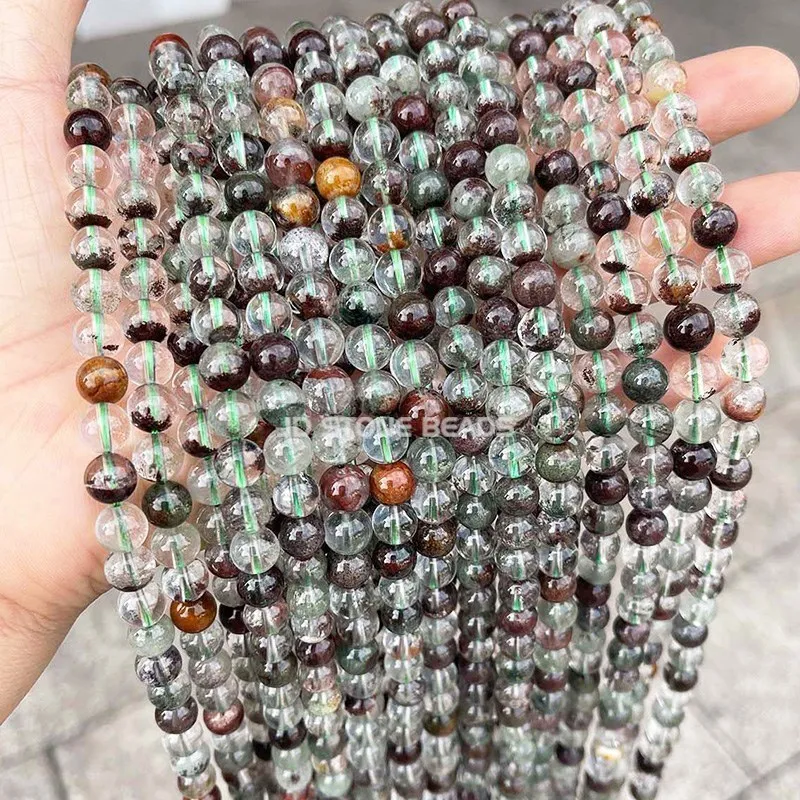 Natural Stone Beads Green Ghost Quartz Lucky Crystal Loose Beads For Jewelry Making Diy Bracelet Necklace Accessory 15" Strand 4