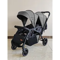 Poussette double multifonctionnelle légère, position haute, convertible assis-debout, pliable en deux 1