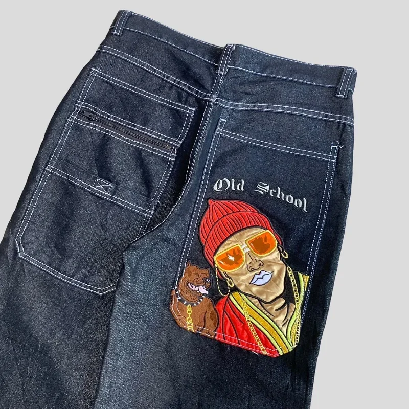 JNCO Y2K men clothing baggy jeans Harajuku Pattern Gothic Streetwear Men Women Rock cargo pants men Vintage Loose baggy jeans
