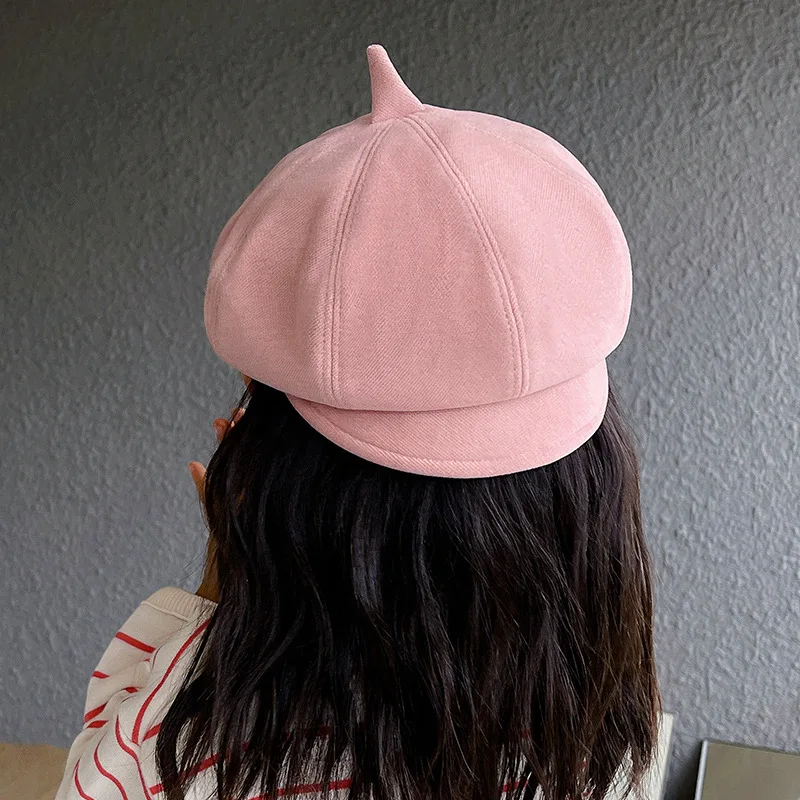 Autumn Winter Kids Newsboy Cap Boys Girls Octagonal Hat Vintage Soft Casual Berets Cap Visor Flat Hat Children Four Seasons Caps