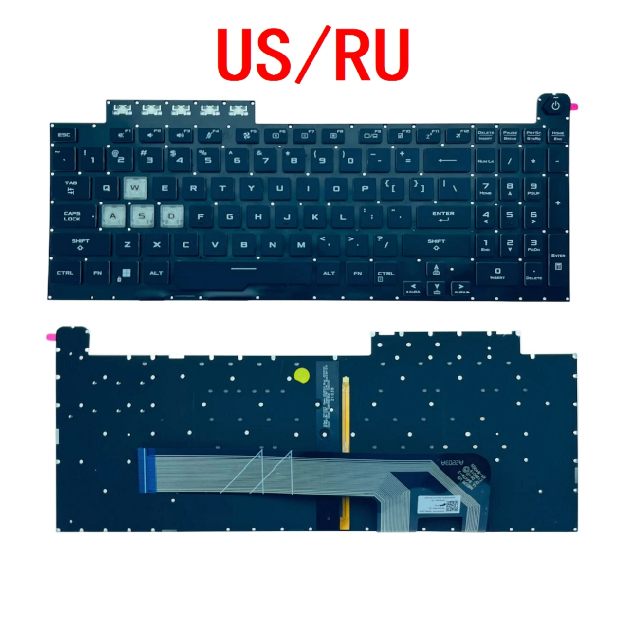 Teclado Rgb para Notebook dos Eua e da Rússia Asus Tuf Gaming F15 Fx506 Fa506q Fx506h Fx506li Fx506lh F17 Fx706 Fa706 Fx706li Novo