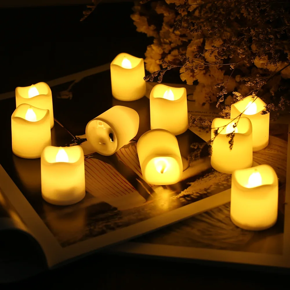 Paquete De 12 Velas Votivas Led Sin Llama, Con Temporizador