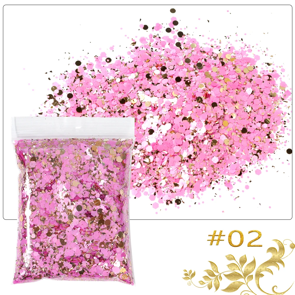 Nail Glitter 50g/bag Holographic Chunky Princess Series Gold Cosmetic Craft for Epoxy Resin Nail Sequins