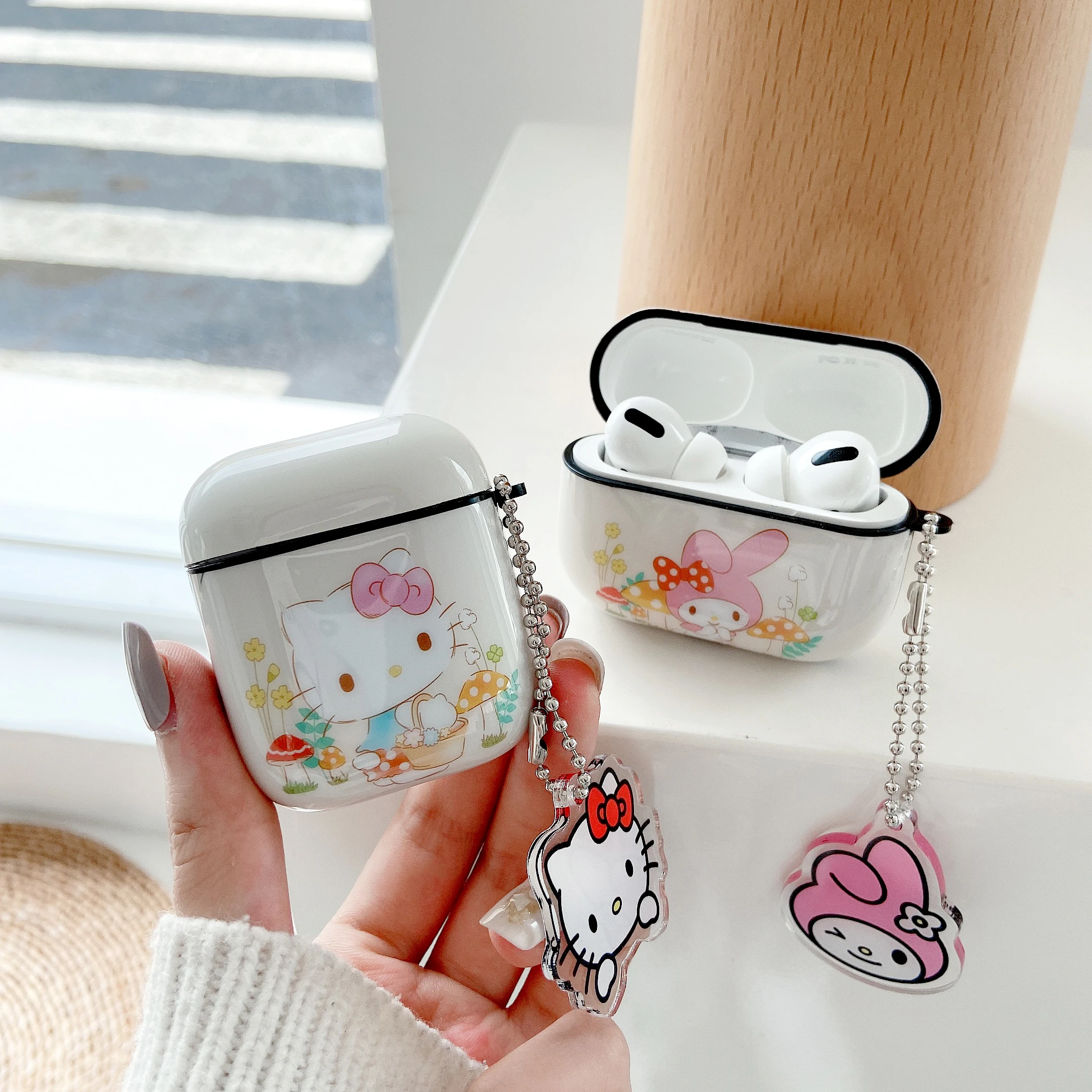 

Case For Airpods 1 2 3 Generation Wireless Bluetooth Headset Sanrio Kawaii My Melody Hello Kitty Protective Trendy With Pendant