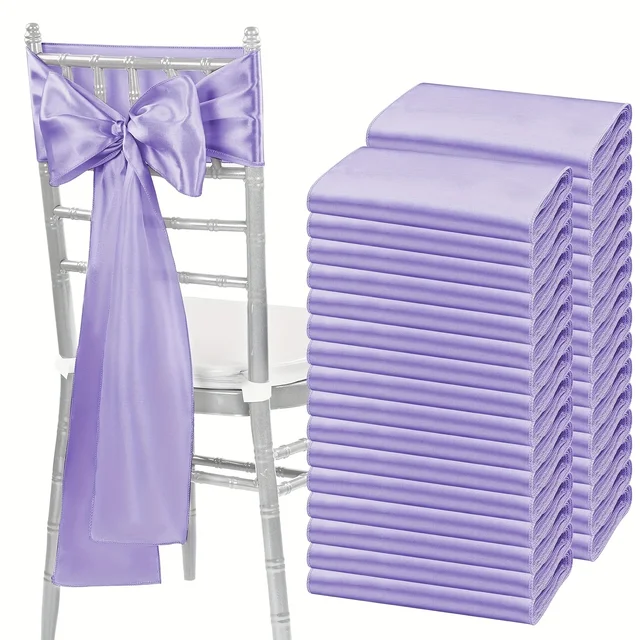 10pcs Satin Chair Belt with Bow Decoration, Universal Chair Cover Ribbon Tie Wedding Chair Back Decor/chair Sashes Wedding