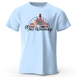 Men's Malt Whiskey Graphic Oversized Cotton Tee - Fun Summer Top - S (Sky Blue)