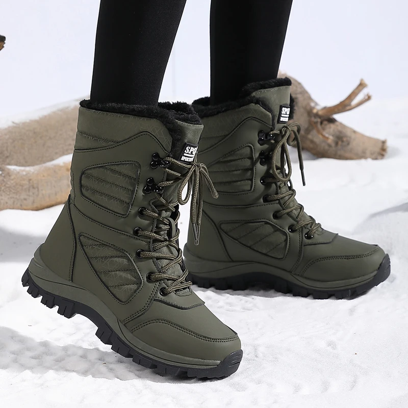 Winter Women Snow Boots Waterproof Leather Sneakers Super Warm Plush Ankle Boots Outdoor Ladies Hiking Boots Work Shoes New - 2