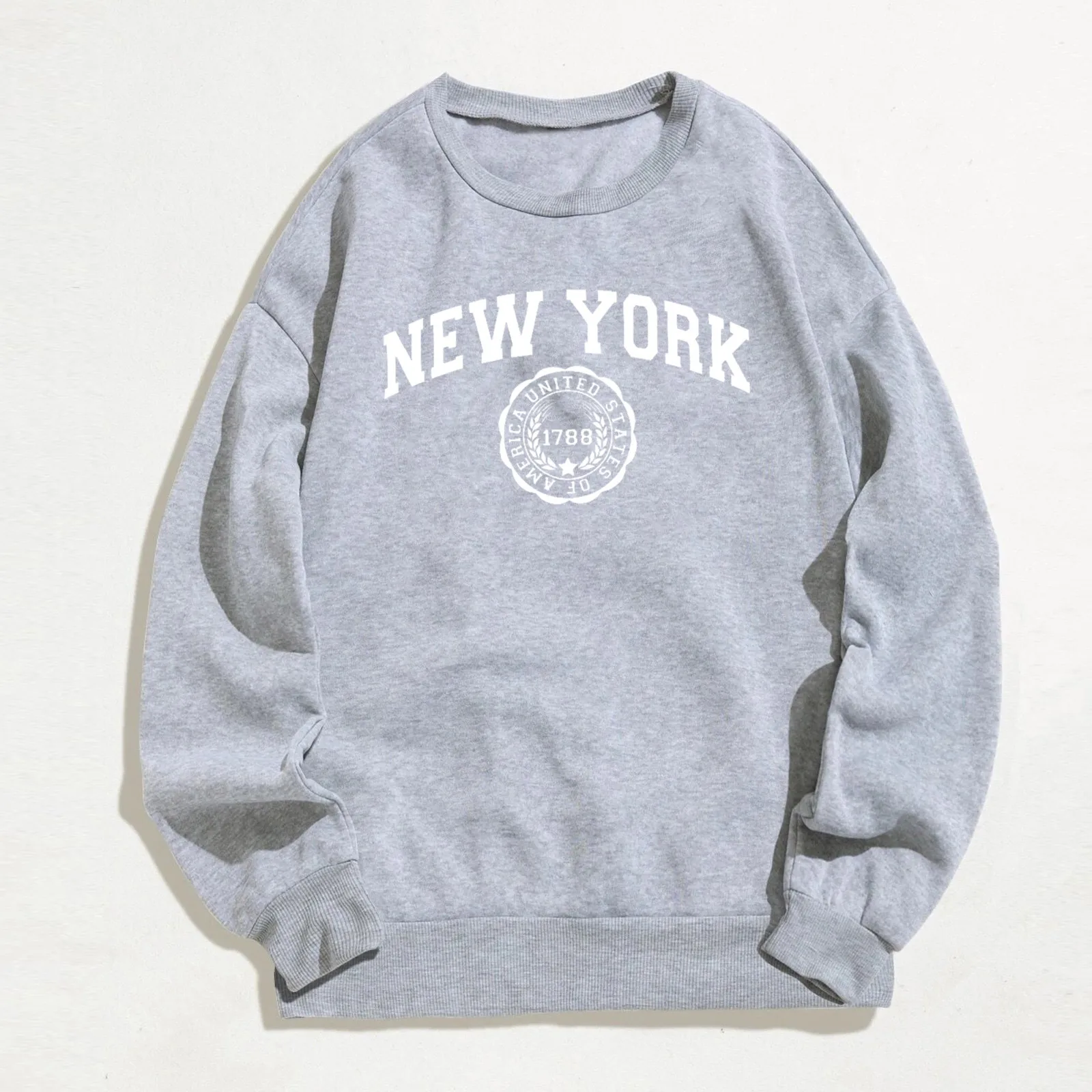 

New York Print Sweatshirts Womens Outdoor Sports Tracksuits Hoodies Harajuku Loose Crew Neck Pullovers Leisure Warm Sudaderas