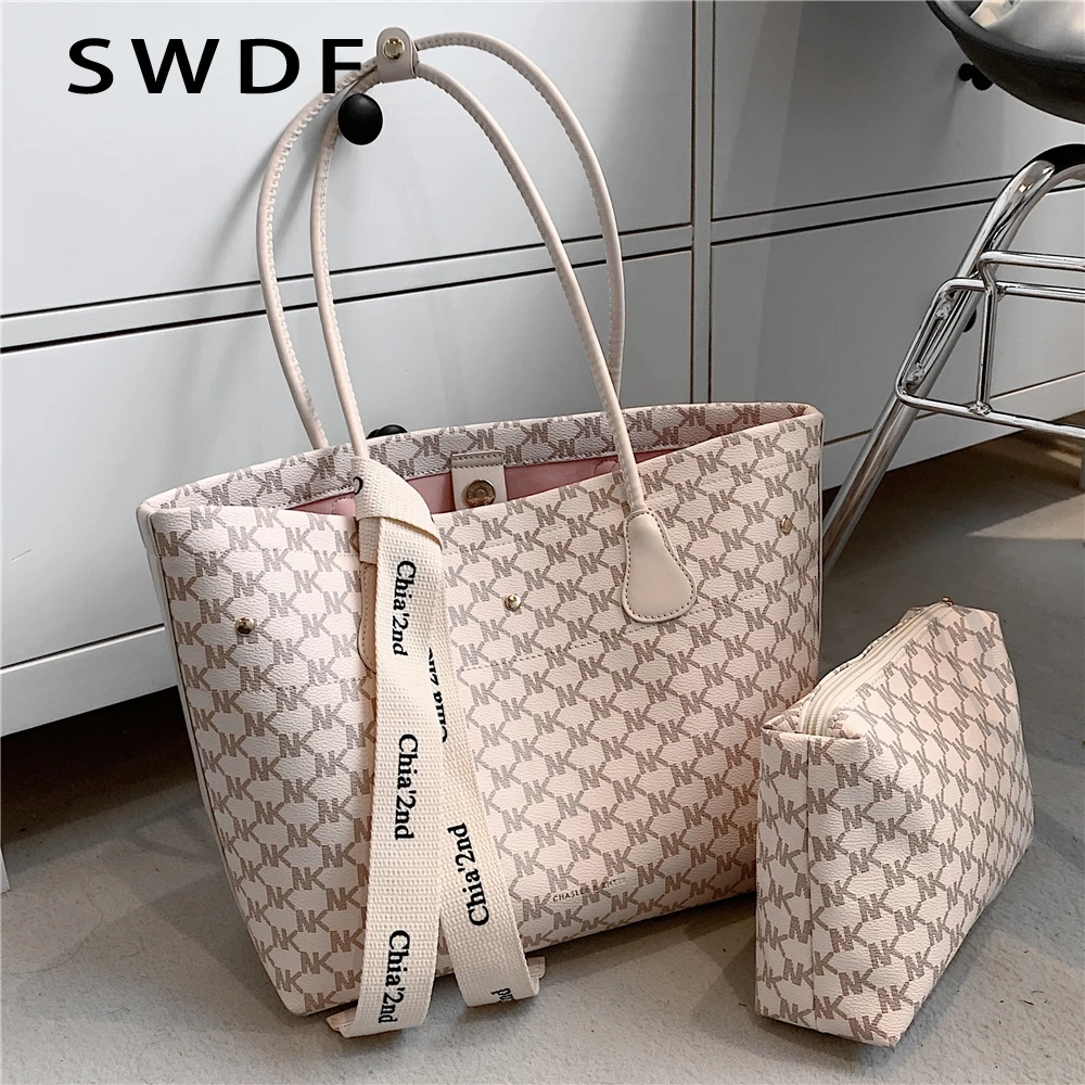 Swdf New Ribbon Letter Plaid Big Tote Shoulder Bags For Women Brand Designer  Large Capacity Work Ladies Handbags 2022 Beige Pink - Shoulder Bags -  AliExpress