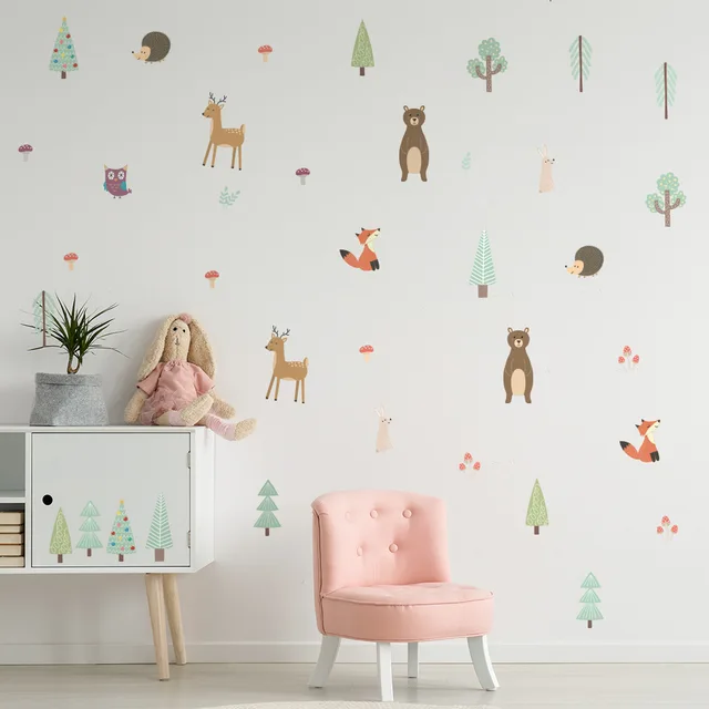 Transform Your Space with 6pcs Nordic Cartoon DIY Wall Stickers