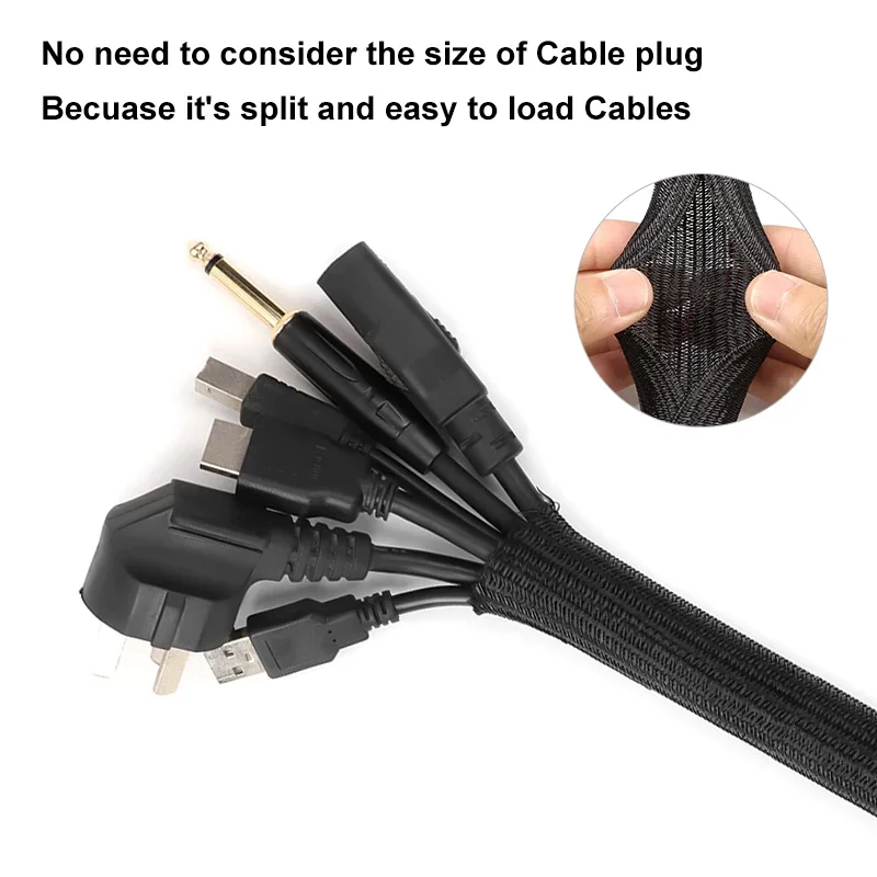 Cord Protector Wire Loom Tubing Cable Sleeve Split Sleeving for USB Cable Power Cord Audio Video Cable TV Computer Home Auto