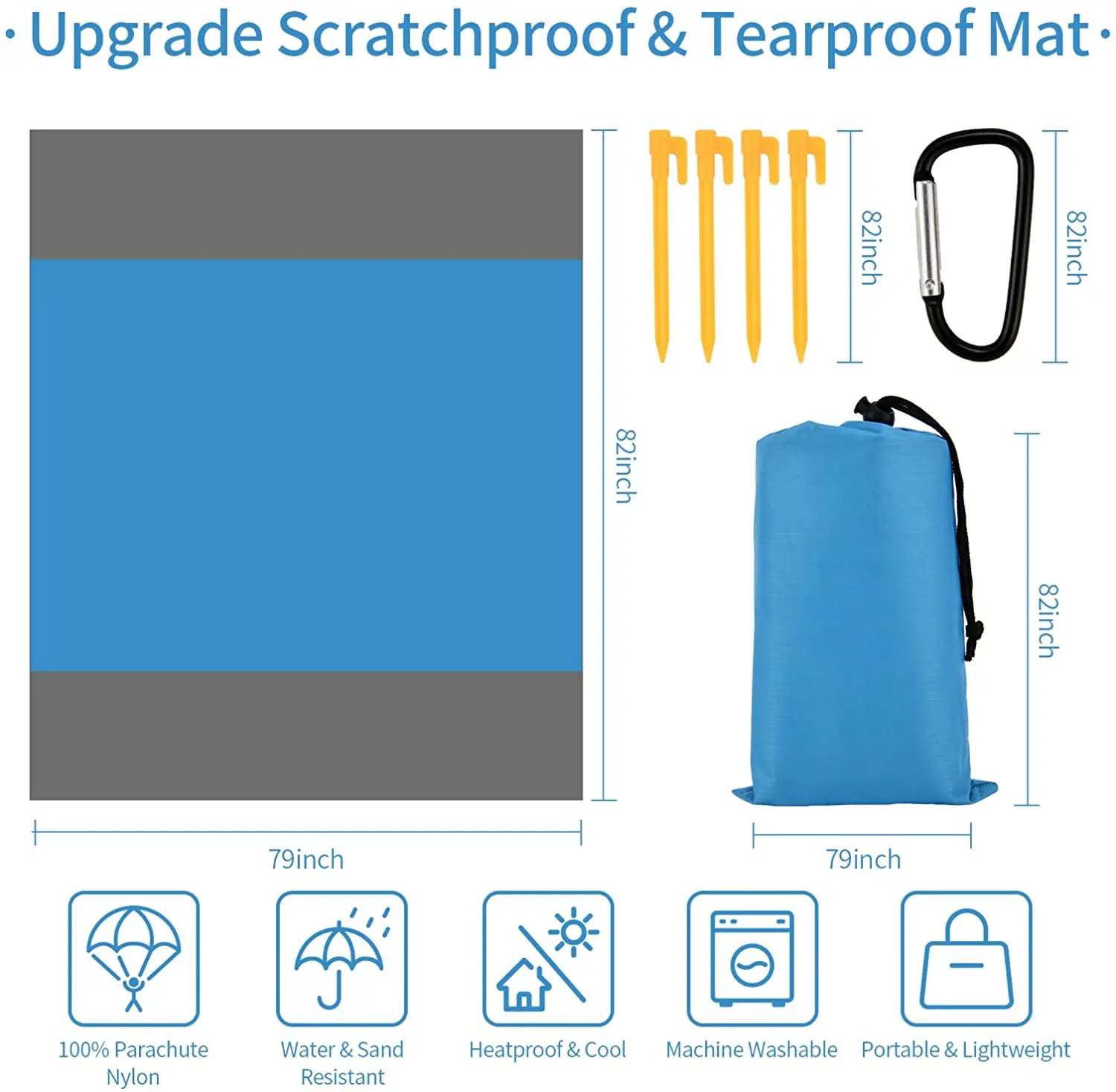 Portable Picnic Beach Mat Pocket Blanket Waterproof Beach Blanket Folding Lightweight Camping Mat Outdoor Sand 2x2.1m beach blanket,camping mat,picnic mat