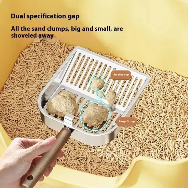 Stainless Steel Cat Litter Scoop Long Handled Hollow Design Pet Waste Picker Fast Sifting Deep Shovel Litter Box Shovel 3