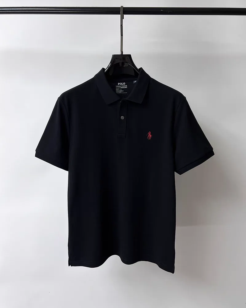 Men sports tops T shirts Men's Short Sleeve Polo Shirt Horse Embroidery T-Shirt Business Casual 100% Cotton Summer