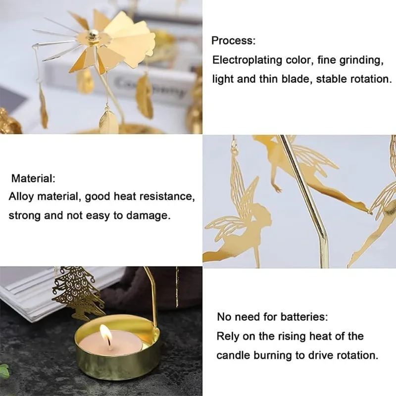 Candle Holders Rotating Metal Fairy Carousel