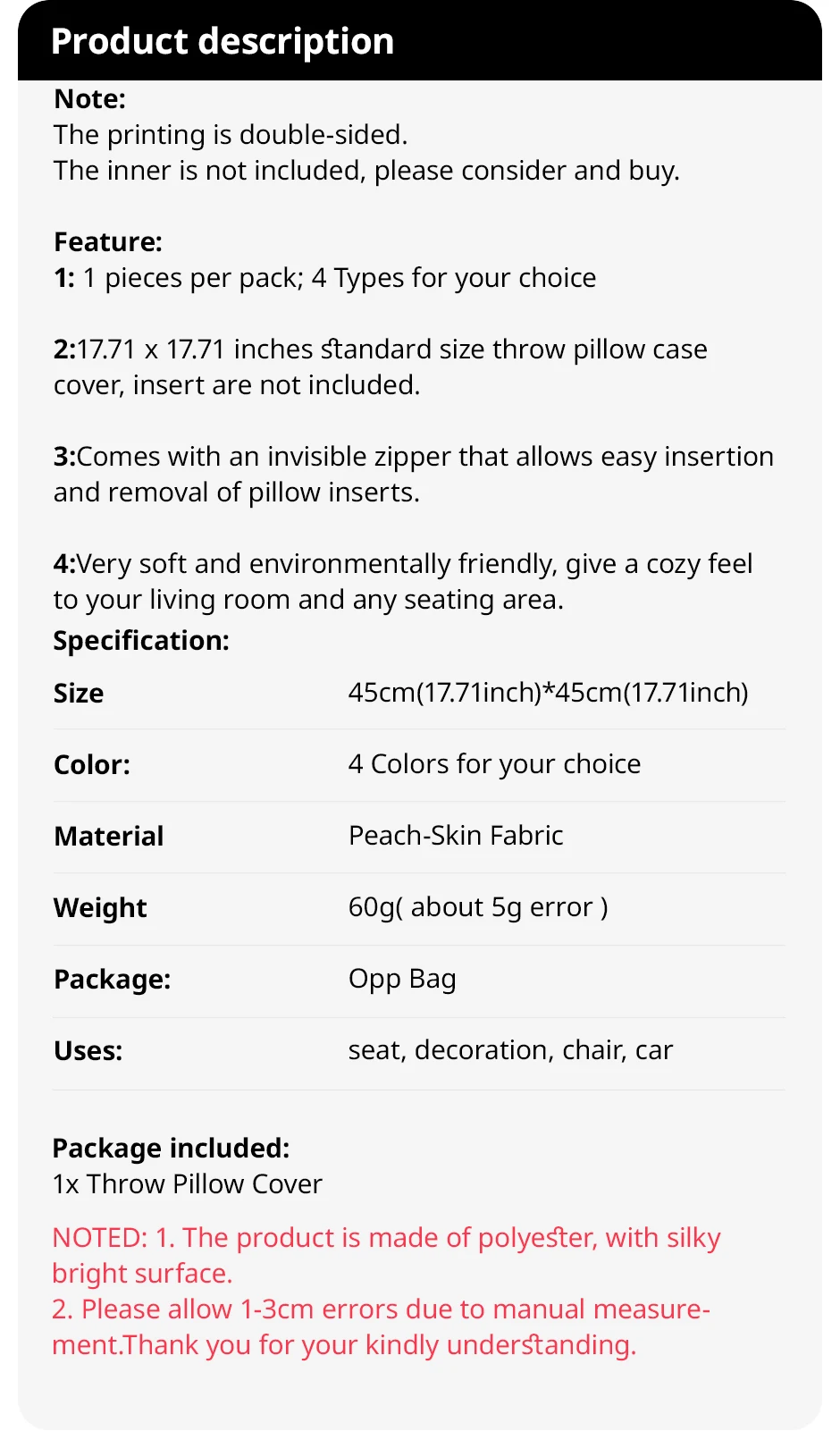 Description Picture 2 of itemHeart Pillow Cover Valentine's Day Cushion Cover Pillow Case Office Chair Sofa Bed Home Decor Throw Pillow Cover
