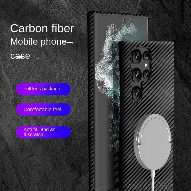 Magnetic Carbon Fibre Shockproof Phone Case - Ultra Protective Shell Cover