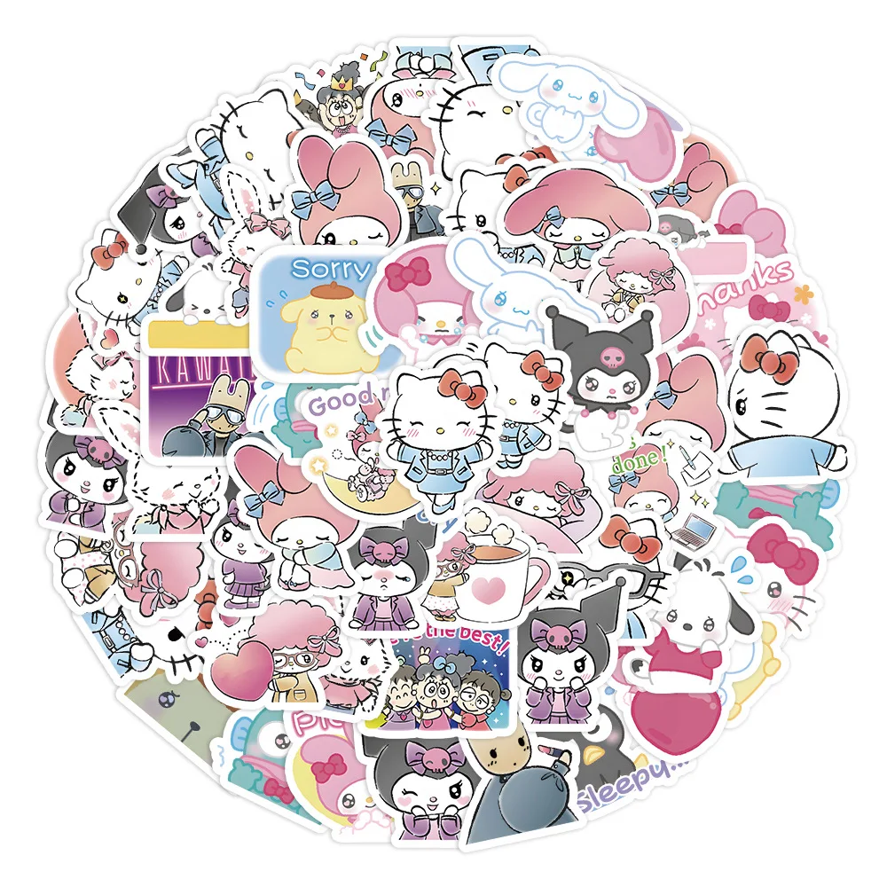 

60 шт., водонепроницаемые наклейки Sanrio
