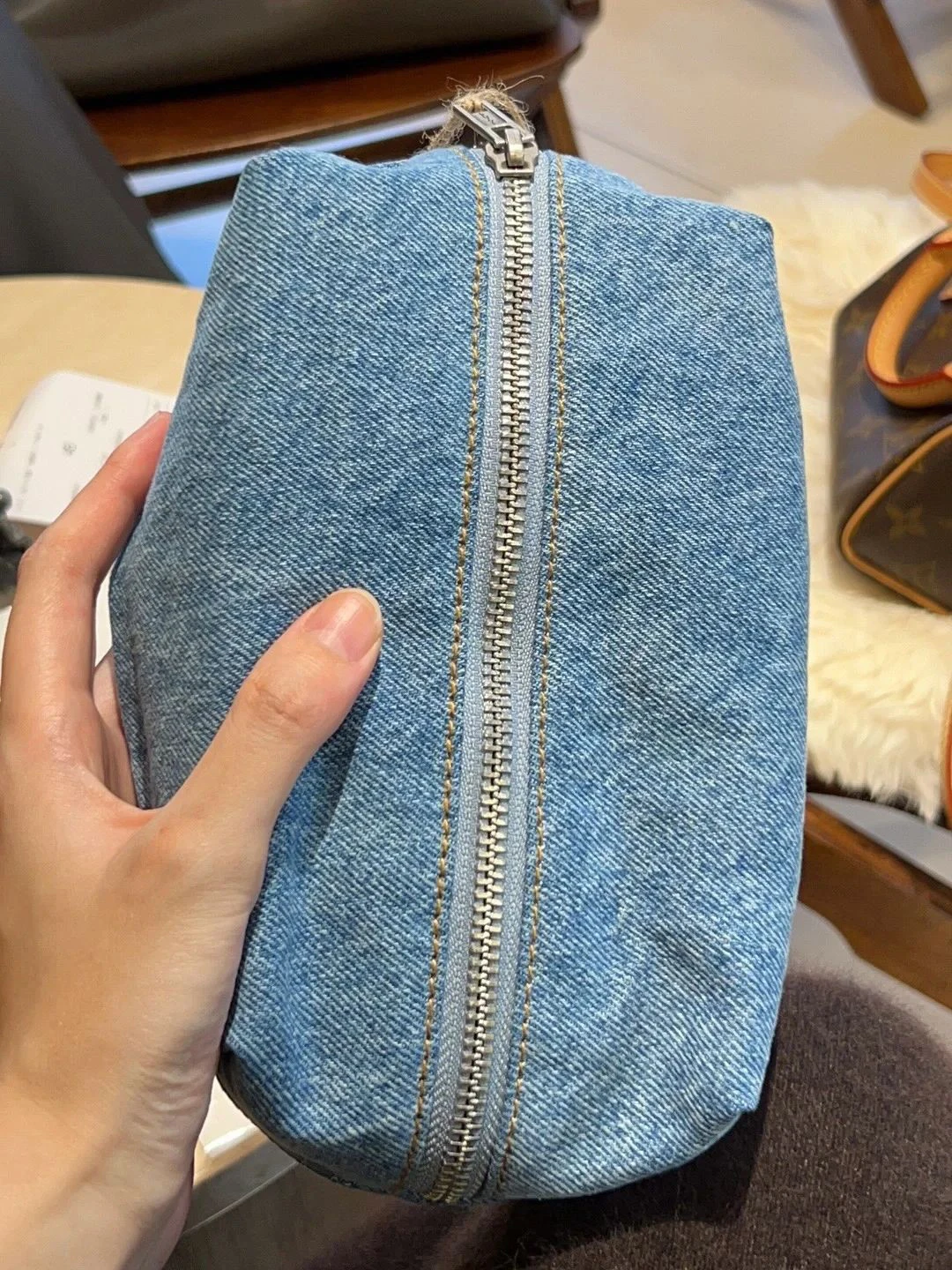Blue Vintage Denim Makeup Bag Women Solid Zipper Student Pencil Bag Casual Simple Sweet High Quality Mini Bags Y2k 4