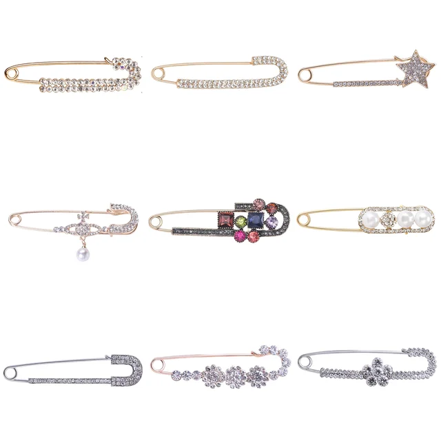 Trendy Rhinestone Five Pointed Star Brooches for Women Unisex Pearl Flower Pins Office Party Friend Gifts Jewelry Accessories