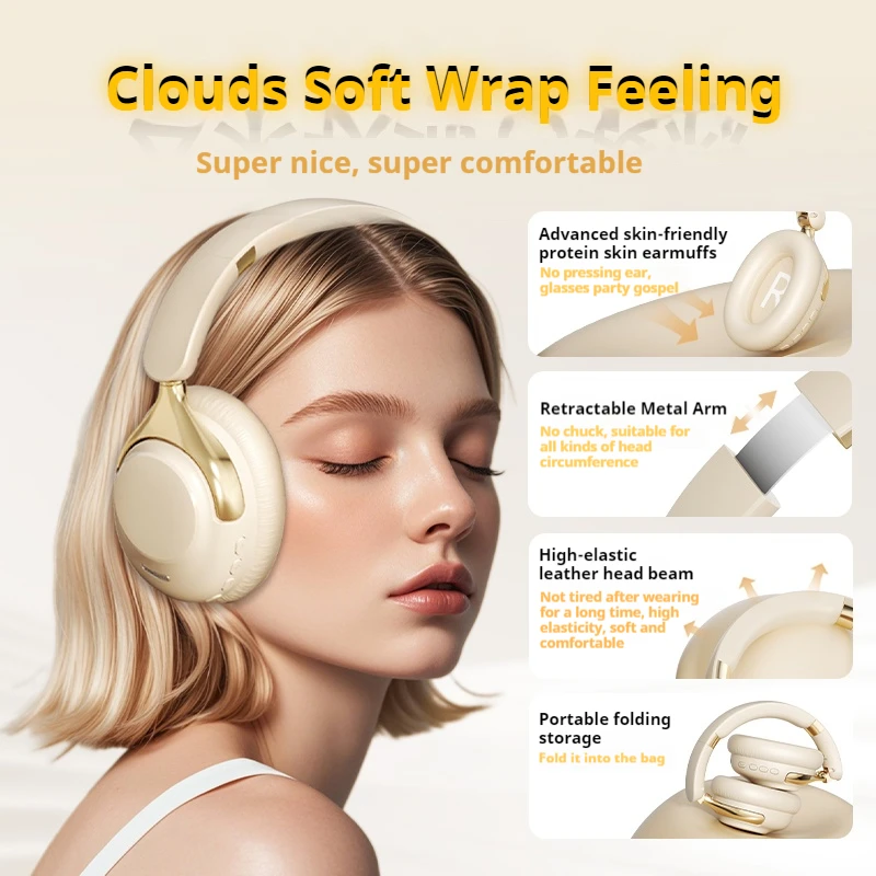 Portable AI Translator Wireless Earbuds ANC 100H Playtime Sports Gaming Headphones Surround Sound Audio Professional