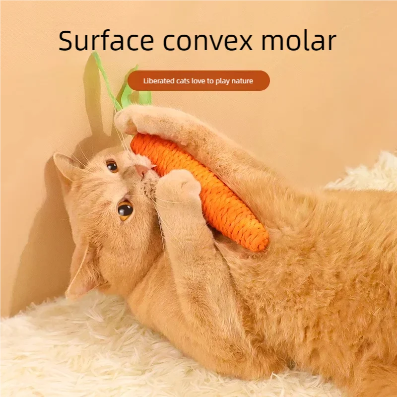 Interactive Carrot Cat Toy With Bell For Teeth Cleaning & Chewing_voghion.com
