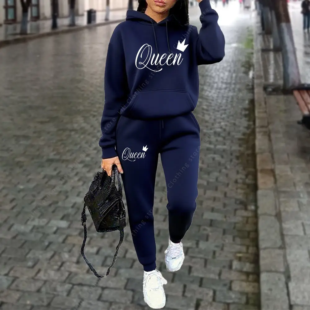 Queen Letter Hoodie & Joggers Set - Image 4
