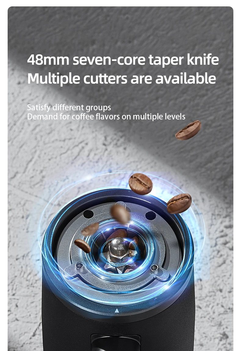 S8c881c0742d944d99decc2063547e138b Electric Coffee Grinder 48MM Burr Grinders Black White Espresso Stepless Fineness Adjustment Mallzona