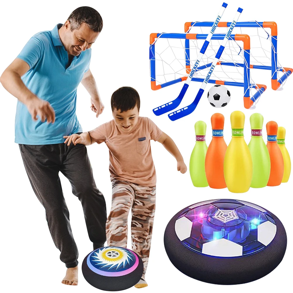 

4-in-1 Indoor Outdoor Sport Games Air Floating Soccer Toy with LED Lights Indoor Outdoor Kids Sports Toys for Boys Girls