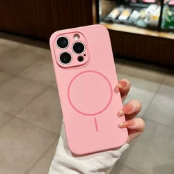 Luxury MagSafe Wireless Charging Liquid Silicone Phone Case with Magnetic Bumper Cover - iPhone 11 (Pink)