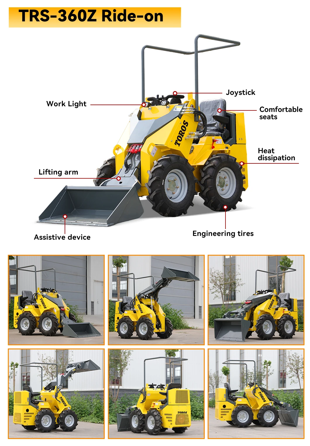TOROS Mini-Kompaktlader mit Raupenlaufwerk Meistverkaufter Angepasster Mini-Kompaktlader und Zubehör zum Bestpreis – Detail 11