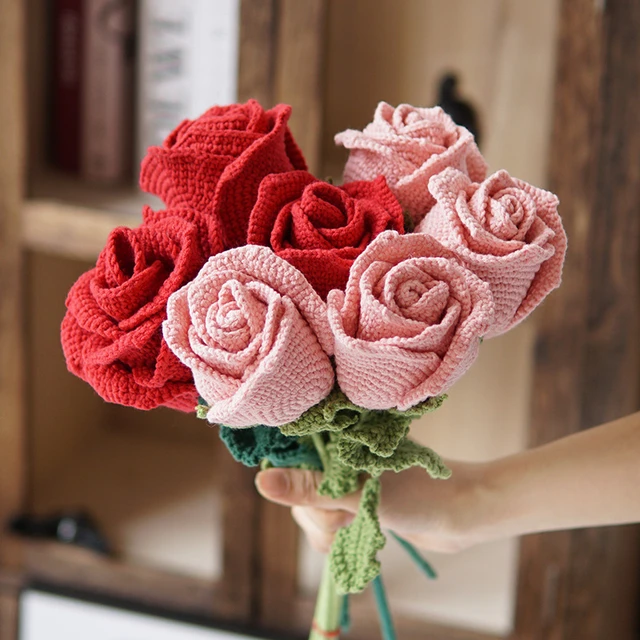 Tprpyn Pink Mixed Flower Bouquet Crochet Kit With Yarn Diy Rose Tulip Daisy  Sunflower Crocheting Kits Knitting Handmake Beginner - Diy Knitting -  AliExpress