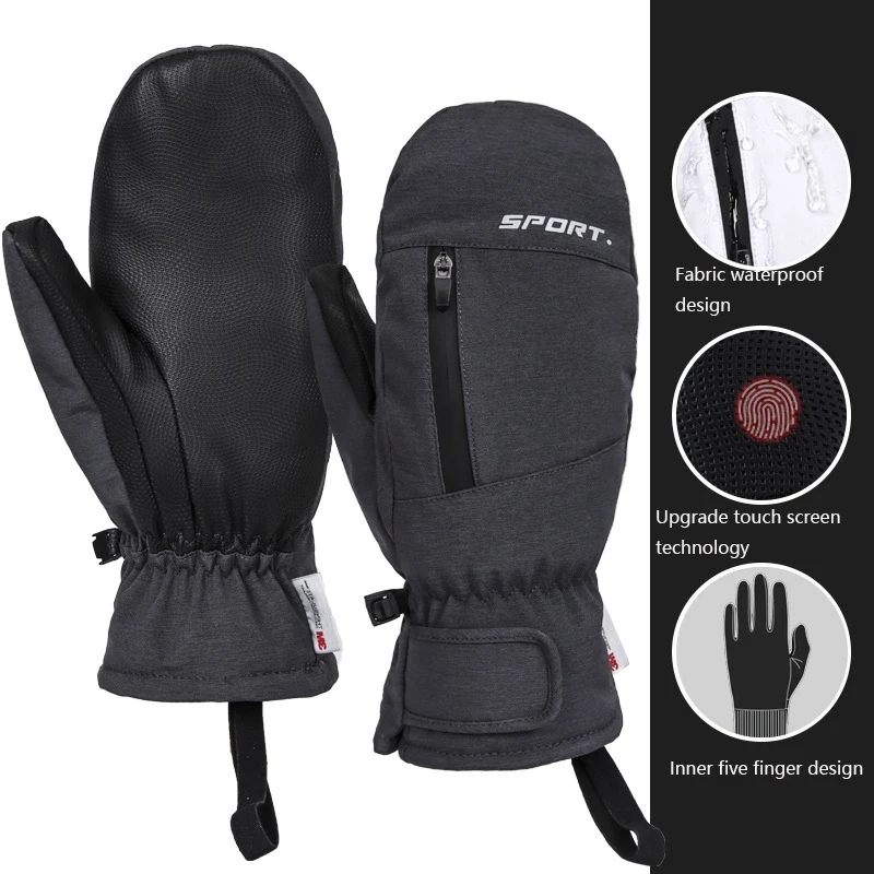 Winter Ski Gloves Waterproof Windproof Touch Screen Men's And Women's Fleece Outdoor Climbing And Cycling Warm Gloves 2