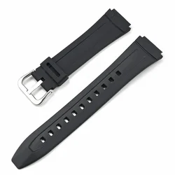 Premium Resin Rubber Watchband Strap - Durable TPU Belt Accessories - 18mm (Black silver buckle)