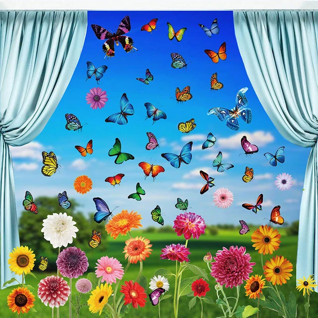 Autocollant Électrostatique Fleurs Et Papillons Nains, Film Pour Fenêtre, Autocollants  Créatifs Minimalistes Décoratifs Pour La Maison - Stickers Muraux -  AliExpress