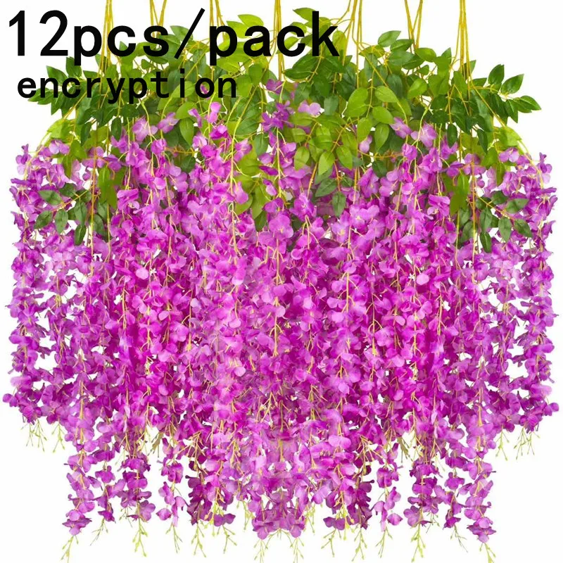 Artificial Wisteria Flowers String Garland For Outdoor Wedding Garden Arch Home Party 12pcs artificial plants artificial flowers artificial flower