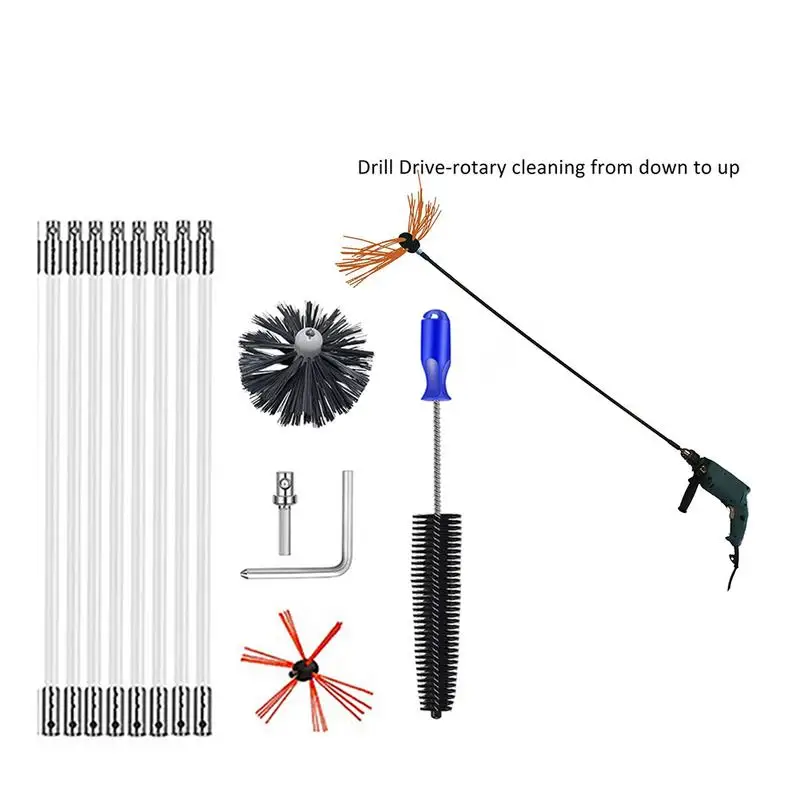 

Chimney Cleaning Brush Kit Chimney Brush Kit With Rods Fireplace Chimney Cleaner With Replacement Brush Head And Chuck Adapter