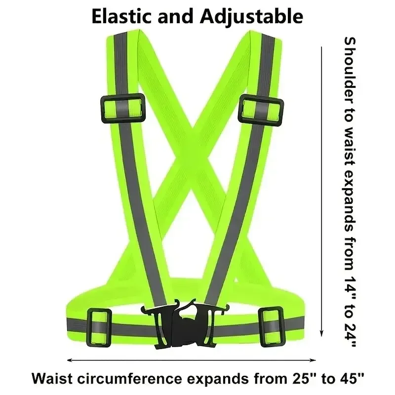 Reflective Safety Vests Lightweight Adjustable Elastic Hi Vis Reflective Strips For Traffic Control Running Cycling Safety Vests