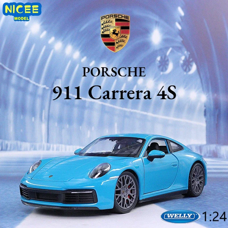 WELLY 1:24 Porsche 911 Carrera 4S Diecasts Simulator Metal Model Car Alloy Toy Car Sports Car for Children Gift Collection B75 welly 1 24 lamborghini lp5000s countach supercar alloy car model diecasts