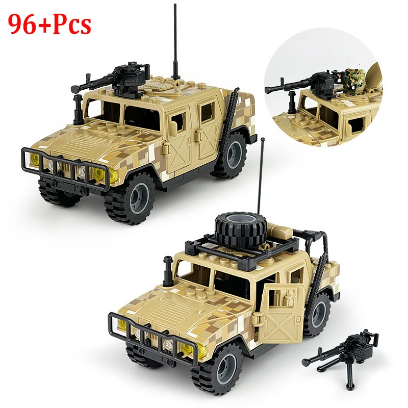 Military Humvee Jeep Building Bricks Set with Action Figures - Classic Toy