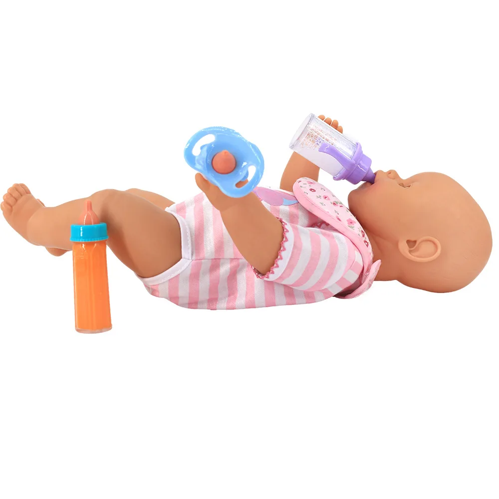 Disappearing Doll Feeding Set Baby Care Doll Feeding Toy Stroller 2pcs Milk And Juice Bottles With Toy Pacifier For Baby Doll 3