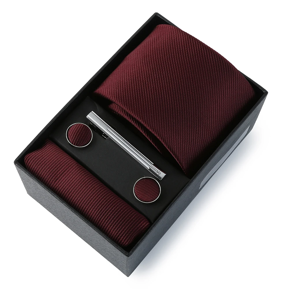 Hochzeit Männer Krawatte Einfarbig Seide Krawatte Einstecktuch Geschenk Box Set Luxus Designer Krawatte Für Männer Männlich Gravat Hochzeit Zubehör – Detail 4