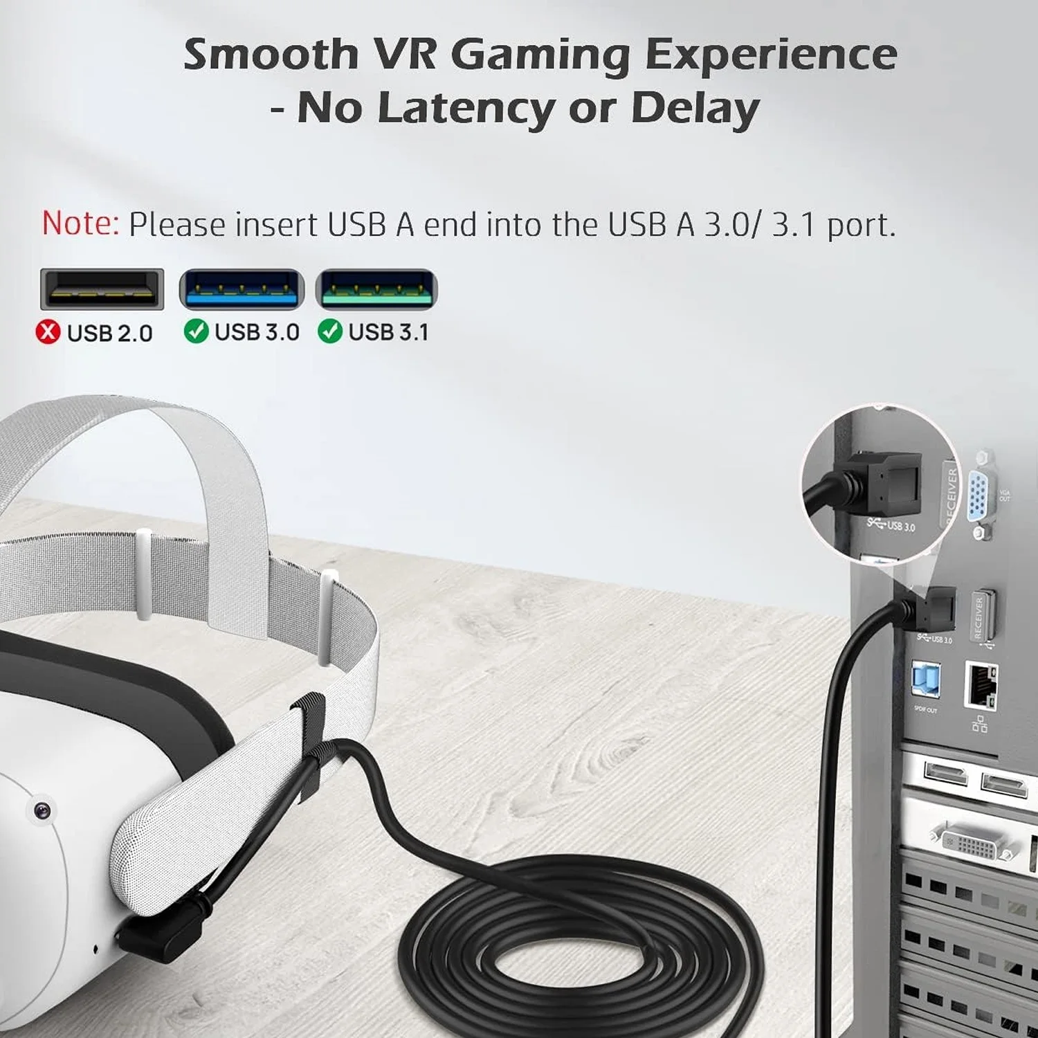 Cable USB-C Link para Quest 2/Quest 3S/Quest 3: transferencia de datos rápida y cable de carga para una conectividad fluida entre juegos de realidad virtual y PC._voghion.com