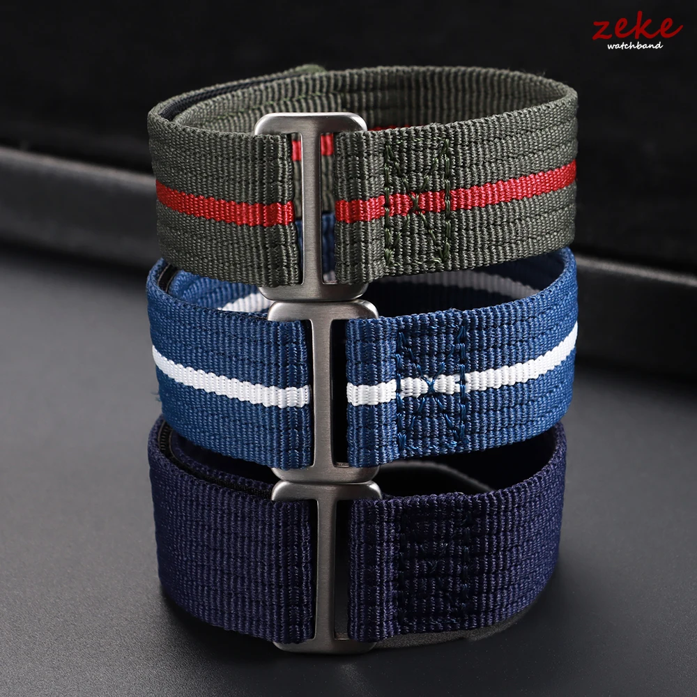 Durable Nylon Canvas Military Sports Watch Strap - Hook & Loop Closure
