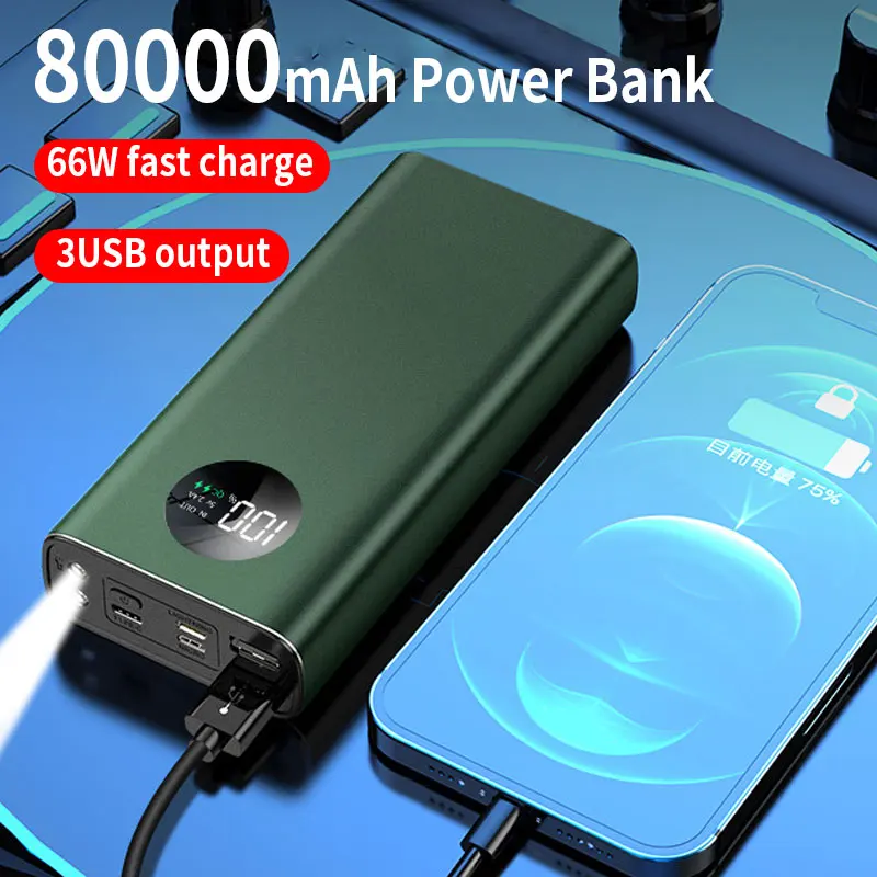 66w Super R pido De Carregamento Power Bank 80000mah Carregador 66w Super R Pido De Carregamento Power Bank 80000mah Carregador