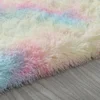 60CM Rainbow Round Fluffy Rugs Carpets Anti-Skid Shaggy Floor Mat For Living Room Home Decoration Bedroom Kid Room 5